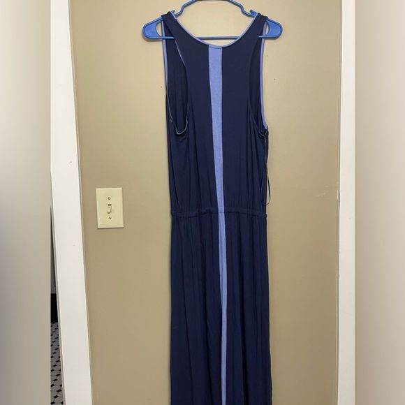 Caslon Women’s Navy Periwinkle Cinch Waist Scoop Neck Maxi Dress Size Small - Picture 2 of 9